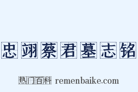 忠翊蔡君墓志铭是什么意思的图片
